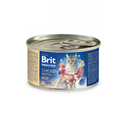 Brit Premium by Nature Cat Chicken with Beef | Wet (Lata) | 200 gramas - PetDoctors - Loja Online