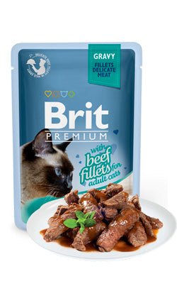 Brit Premium by Nature Cat Delicate Fillets in Gravy with Beef | Wet (Saqueta) | 85 gramas - PetDoctors - Loja Online