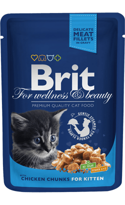 Brit Premium by Nature Cat Kitten Wet | Chicken Chunks (Saqueta) | 100 g - Para Gatinhos - PetDoctors - Loja Online