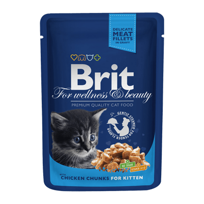 Brit Premium by Nature Cat Kitten Wet | Chicken Chunks (Saqueta) | 100 g - Para Gatinhos - PetDoctors - Loja Online