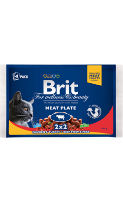 Brit Premium by Nature Cat Multipack Wet | Meat Plate (Saqueta) | 4 x 100 gramas - PetDoctors - Loja Online