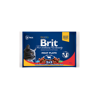 Brit Premium by Nature Cat Multipack Wet | Meat Plate (Saqueta) | 4 x 100 gramas - PetDoctors - Loja Online
