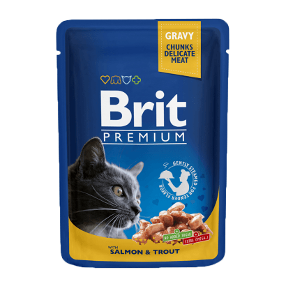 Brit Premium by Nature Cat Wet | Salmon & Trout (Saqueta) | 100 gramas - PetDoctors - Loja Online