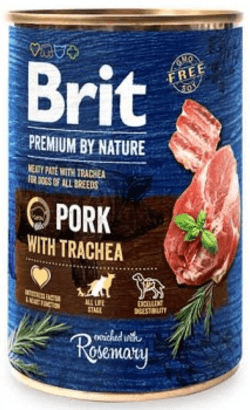 Brit Premium by Nature Dog Pork with Trachea - Para Cães Adultos - 400 gramas - PetDoctors - Loja Online