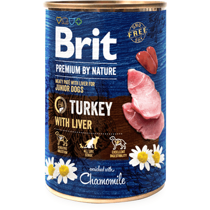 Brit Premium by Nature Junior Dog Turkey with Liver | Wet (Lata) - Para Cachorros - PetDoctors - Loja Online