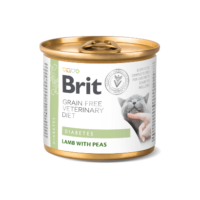 Brit Veterinary Diet Cat Diabetes Grain-Free Lamb with Pea | Wet (Lata) | 200 gramas - PetDoctors - Loja Online