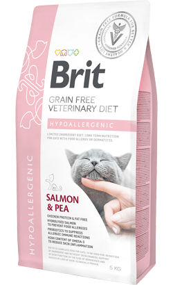 Brit Veterinary Diet Cat Hypoallergenic Grain-Free Salmon & Pea - Para Gatos, Hipoalergénico, Queda de Pêlo - PetDoctors - Loja Online