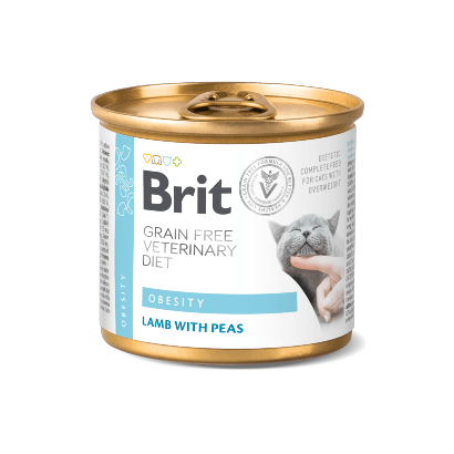 Brit Veterinary Diet Cat Obesity Grain-Free Lamb with Pea | Wet (Lata) | 200 gramas - PetDoctors - Loja Online