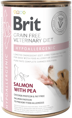 Brit Veterinary Diet Dog Hypoallergenic Grain-Free Salmon with Pea| Wet (Lata) | 400 g - Hipoalergénico - Para Cães - PetDoctors - Loja Online