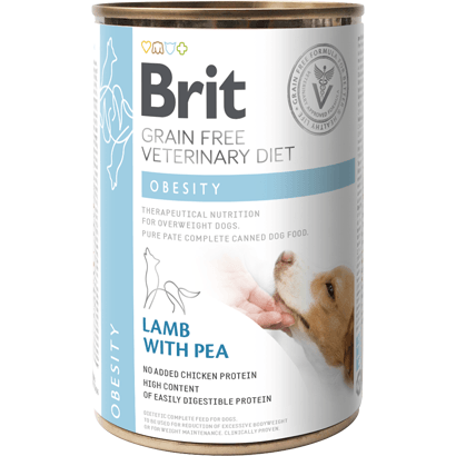 Brit Veterinary Diet Dog Obesity Grain-Free Lamb with Pea | Wet (Lata) | 400 g - Para Cães com Excesso de Peso - PetDoctors - Loja Online