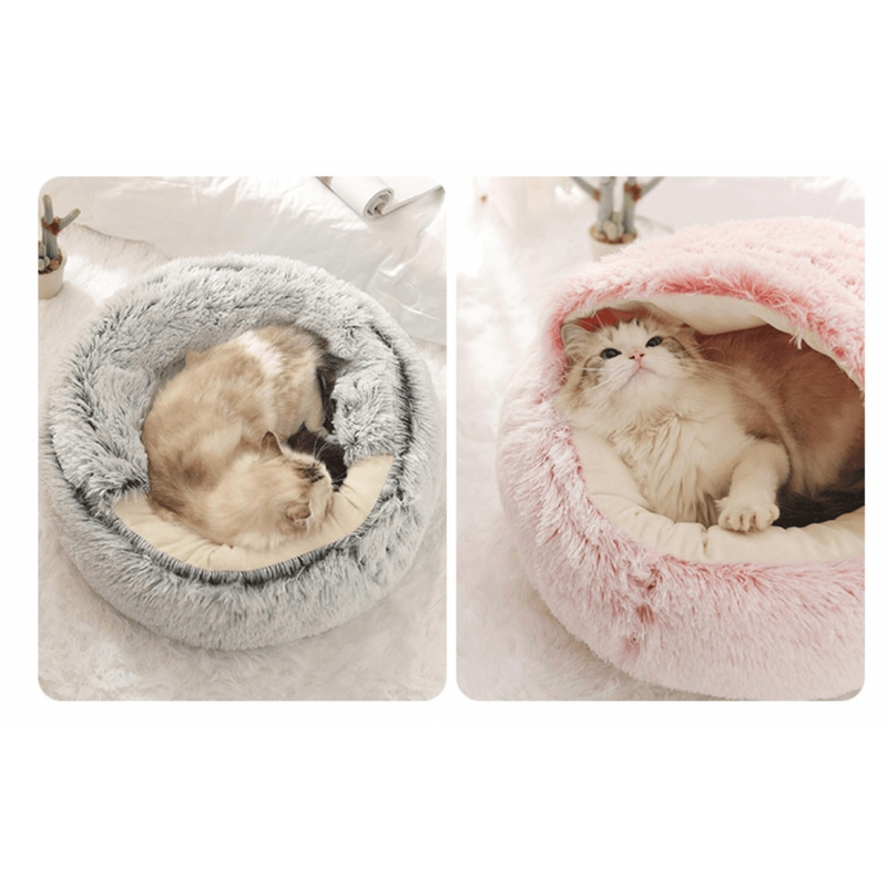 Cama Redonda com Cobertura, Super-Macia, Quentinha, Calmante e Envolvente, para Gatos ou Cães de Raças Pequenas - PetDoctors - Loja Online