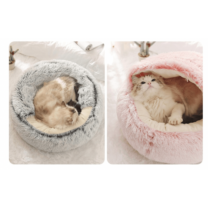 Cama Redonda com Cobertura, Super-Macia, Quentinha, Calmante e Envolvente, para Gatos ou Cães de Raças Pequenas - PetDoctors - Loja Online