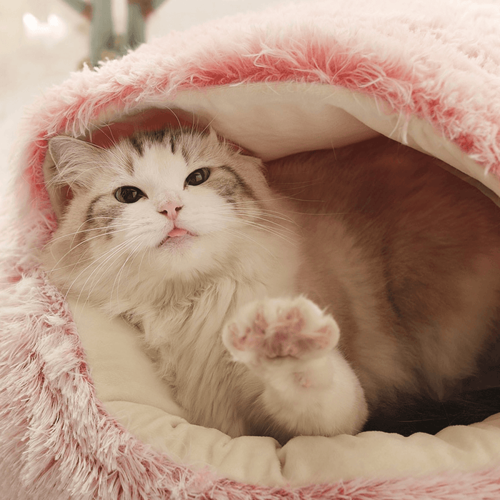 Cama Redonda com Cobertura, Super-Macia, Quentinha, Calmante e Envolvente, para Gatos ou Cães de Raças Pequenas - PetDoctors - Loja Online