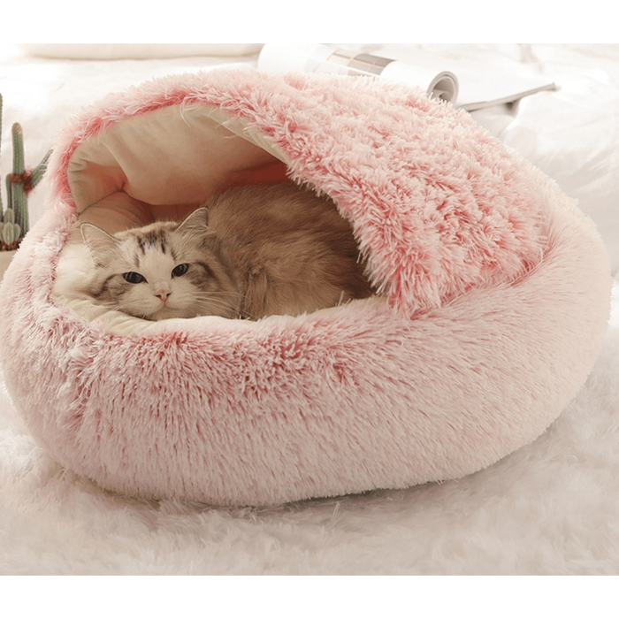 Cama Redonda com Cobertura, Super-Macia, Quentinha, Calmante e Envolvente, para Gatos ou Cães de Raças Pequenas - PetDoctors - Loja Online