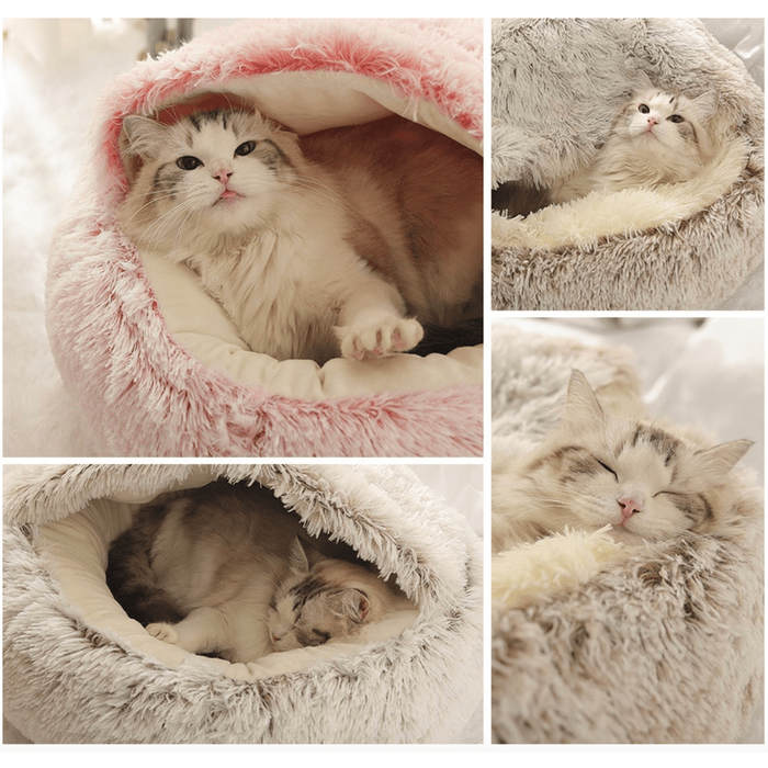 Cama Redonda com Cobertura, Super-Macia, Quentinha, Calmante e Envolvente, para Gatos ou Cães de Raças Pequenas - PetDoctors - Loja Online