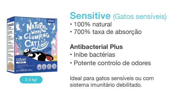Cature Cat Litter - Natural Wood Clumping - Para WC / Liteira de Gatos - PetDoctors - Loja Online