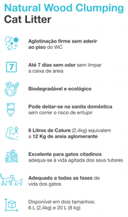 Cature Cat Litter - Natural Wood Clumping - Para WC / Liteira de Gatos - PetDoctors - Loja Online