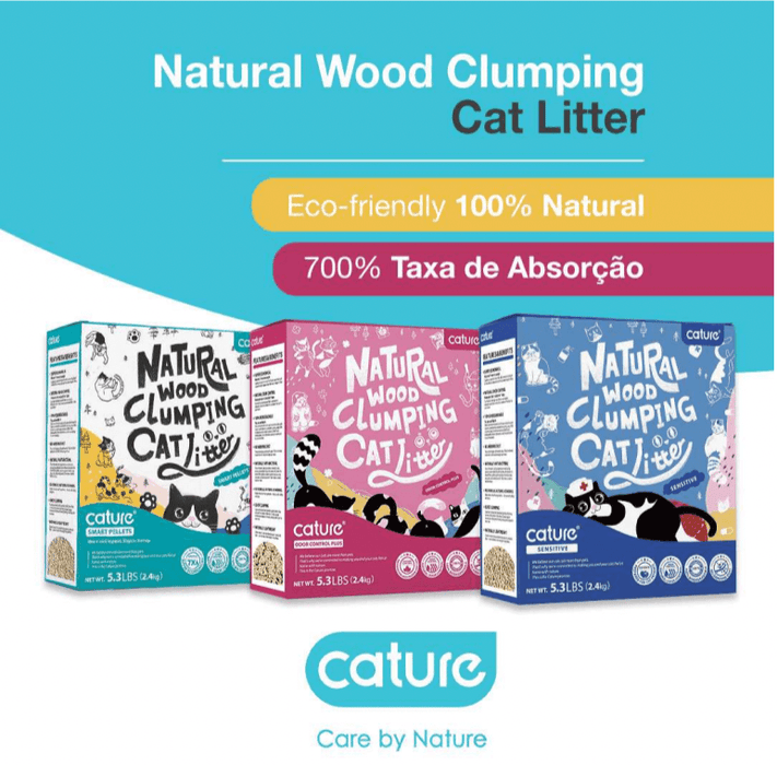 Cature Cat Litter - Natural Wood Clumping - Para WC / Liteira de Gatos - PetDoctors - Loja Online