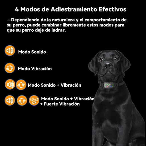 Coleira anti-latidos, vibratória, automática para cães, deteção inteligente de latidos com 3 modos de vibração, som e forte vibração, sensibilidade ajustável, resistente à água e recarregável - PetDoctors - Loja Online