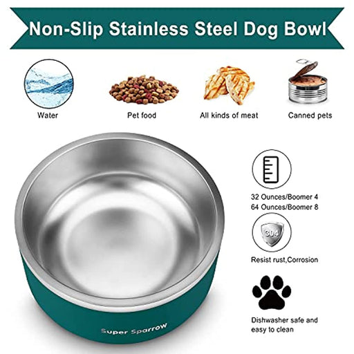 Comedouro para cães ou gatos, em aço inoxidável, base de silicone antiderrapante, lavável na máquina de lavar louça - PetDoctors - Loja Online