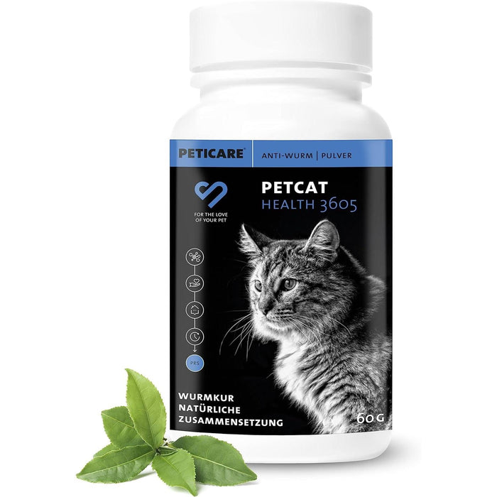 Desparasitante antiparasitário para gatos, pó de ervas, 100% natural com curcuma e tomilho contra vermes intestinais, higiene intestinal (Peticare) - PetDoctors - Loja Online