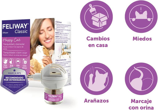 FELIWAY Classic - Antistress para gatos - marcação com urina, medos, mudanças no ambiente, arranhões verticais - difusor + substituição 48 ml - PetDoctors - Loja Online