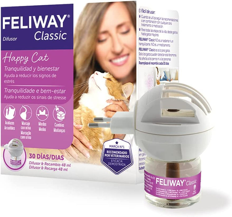 FELIWAY Classic - Antistress para gatos - marcação com urina, medos, mudanças no ambiente, arranhões verticais - difusor + substituição 48 ml - PetDoctors - Loja Online