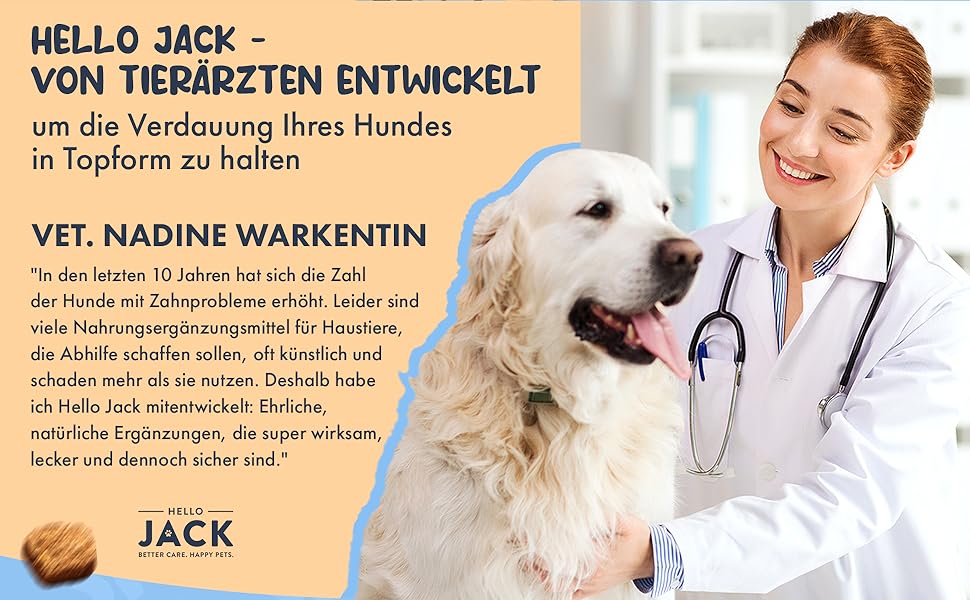 Hello Jack Limpeza natural para mau hálito de cães - até 4 meses de fornecimento - limpa os dentes e ajuda a eliminar o mau hálito do cão - evita o tártaro - PetDoctors - Loja Online