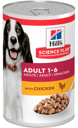 Hills Science Plan Adult Dog with Chicken | Wet (Lata) | 12 x 370 gr | 12 latinhas de 370 gr - PetDoctors - Loja Online
