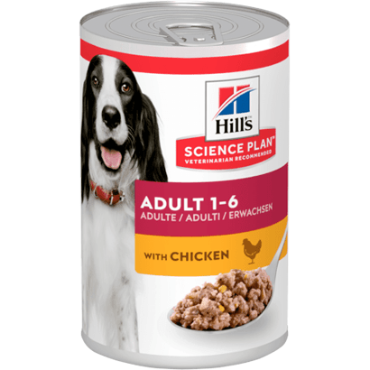 Hills Science Plan Adult Dog with Chicken | Wet (Lata) | 12 x 370 gr | 12 latinhas de 370 gr - PetDoctors - Loja Online