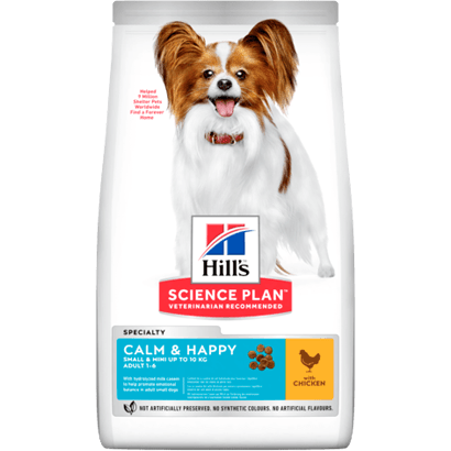 Hills Science Plan Calm & Happy Small & Mini Adult Dog with Chicken | 1,5 kg - PetDoctors - Loja Online