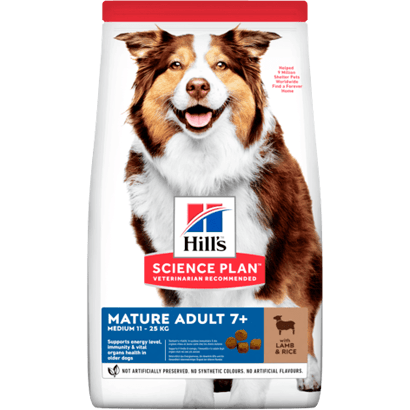 Hills Science Plan Medium Mature Adult 7+ Dog with Lamb & Rice | 14 Kg - PetDoctors - Loja Online