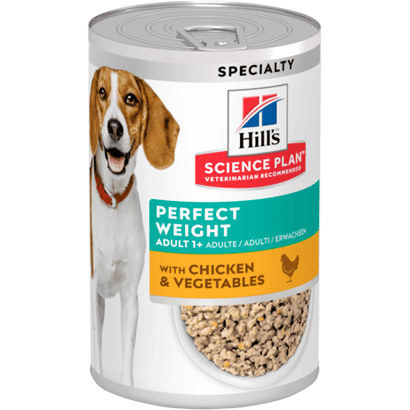 Hills Science Plan Perfect Weight Hund mit Huhn & Gemüse | Nassfutter  (Dose) | 12 Dosen x 370 g - PetDoctors - Online-Shop — PetDoctors