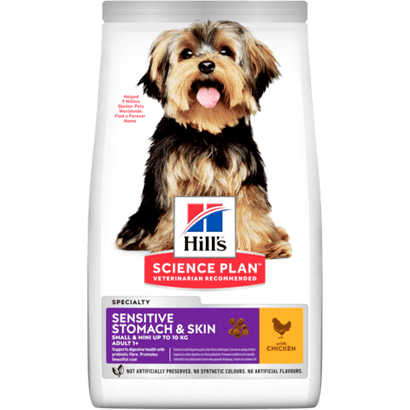 Hills Science Plan Sensitive Stomach & Skin Small & Mini Adult Dog with Chicken | 1,5 kg - PetDoctors - Loja Online