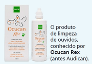 Limpeza Auricular - Limpeza de Ouvidos para cães e gatos OCUCAN REX 100 ml - PetDoctors - Loja Online