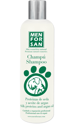 Menforsan Champô Natural com Proteínas de Seda e Óleo de Àrgan para Cães | 300 ml - PetDoctors - Loja Online