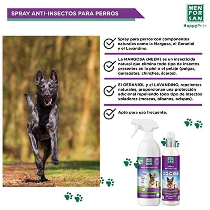 MENFORSAN Spray Anti-insetos para cães, (250 ml e 750 ml) - 3 ativos naturais, argosa, geraniol e lavanda - PetDoctors - Loja Online