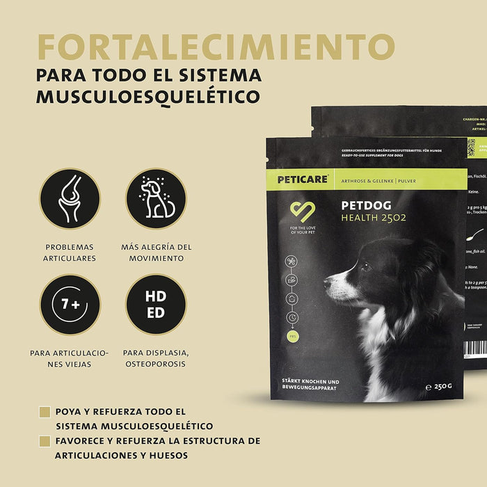 Peticare Pó para as articulações e artrose de cães | com MSM, colagénio | fortalece os ossos | alimento complementar natural - PetDoctors - Loja Online