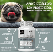 Probióticos, prebióticos e enzimas digestivas para cães 120 comprimidos sabor a frango, - ajuda a digestão e o sistema imunitário - PetDoctors - Loja Online