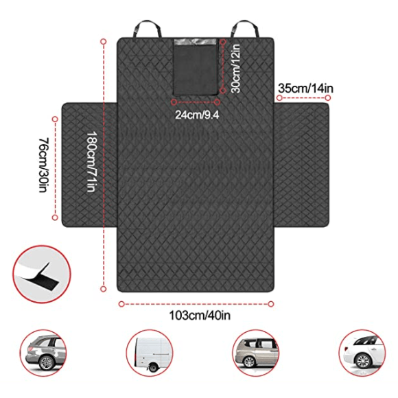 Proteção Impermeável e Anti-Deslizante para Bancos ou Porta-Bagagem de Carros para Transporte de Cães, 185 x 105 x 36cm - PetDoctors - Loja Online