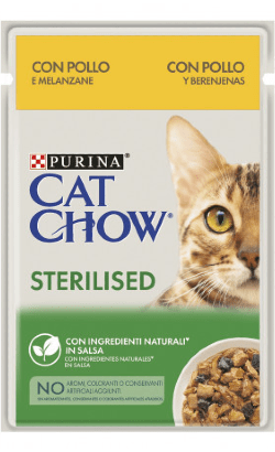PURINA Cat Chow Adult Sterilised Chicken & Eggplant | Wet (Saqueta) | 26 Saquetas de 85 gramas - PetDoctors - Loja Online