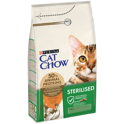 PURINA Cat Chow Sterilized Turkey | 1,5 kg | 3 kg | 15 kg - PetDoctors - Loja Online
