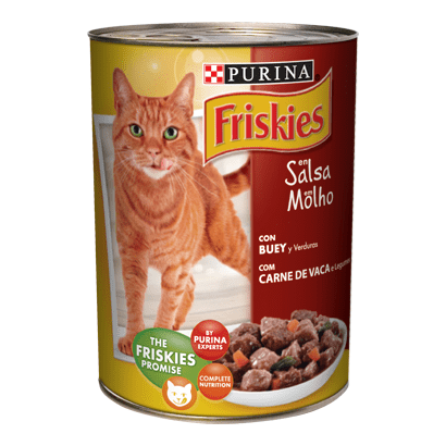PURINA Friskies Gato Adulto Pedaços em molho de Carne de Vaca e Legumes | Wet (Lata) | 24 Latas de 400 gramas - PetDoctors - Loja Online