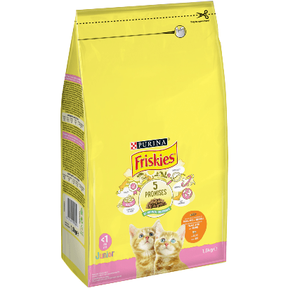 PURINA Friskies Gato Junior | Frango, Leite e Legumes | 400 gramas | 1,5 Kg - PetDoctors - Loja Online
