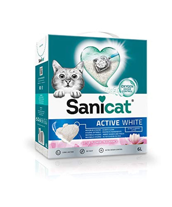 Sanicat Active - Areia para Liteiras de Gato, Ultra Aglomerante, Aroma de Flôr de Lótus, 6L - PetDoctors - Loja Online