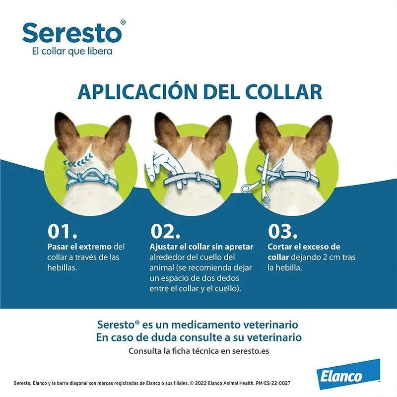 SERESTO Desparasitante Coleira para Cão Pequeno até 8 KG (38 CM AZUL) - PetDoctors - Loja Online