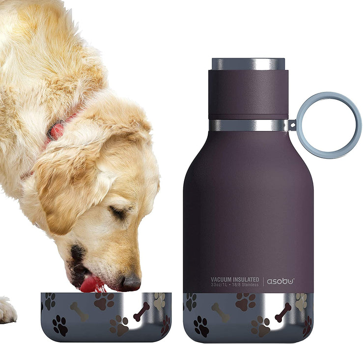 Tigela Bebedouro / Comedouro para Cão com Garrafa Isolada de Aço Inoxidável de 1 litro - PetDoctors - Loja Online