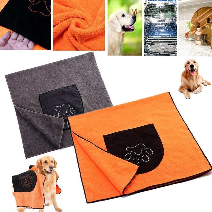 Toalha de Banho para Patudos (Cães e Gatos) em Microfibra, Ultra Absorvente, com bolsos, Lavável na Máquina - ❤️ COMPRE 1 LEVE 2 ✅ - PetDoctors - Loja Online