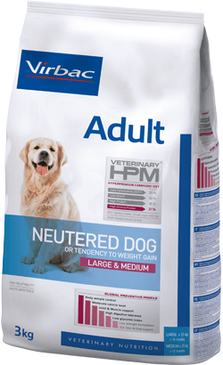 VIRBAC Veterinary HPM ADULT DOG Neutered Large & Medium Ração seca para Cão esterilizado ou com excesso de peso - Saco com 12 Quilos - PetDoctors - Loja Online