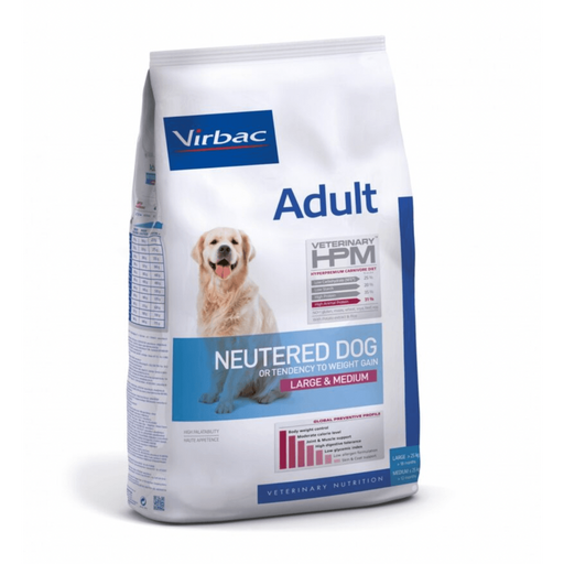 VIRBAC Veterinary HPM ADULT DOG Neutered Large & Medium Ração seca para Cão esterilizado ou com excesso de peso - Saco com 12 Quilos - PetDoctors - Loja Online